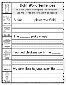 Sight Word Sentences by Kindergarten Mom | TPT
