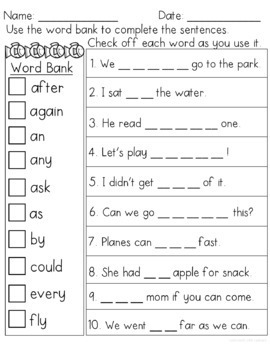 sight word sentences dolch grade one by lockwoods little