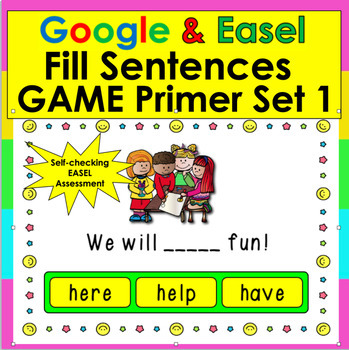 Preview of Sight Word Sentences Fill in the Blank Game for Google Slides & Easel 1st Grade