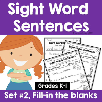 Preview of Sight Word Sentences: Fill-in-the-Blanks, Set 2