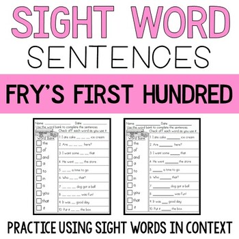 Preview of Sight Word Sentences: Fry's First 100