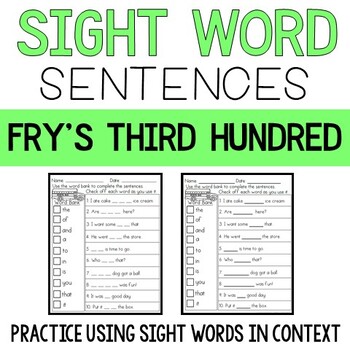 Preview of Sight Word Sentences: Fry's Third 100 