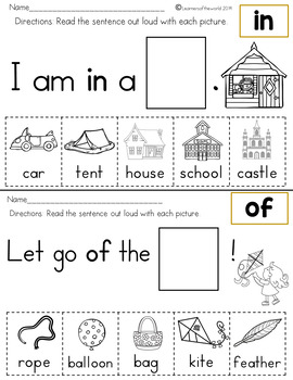 Sight Word Sentences Guided Reading Kindergarten, Set 2 by ...