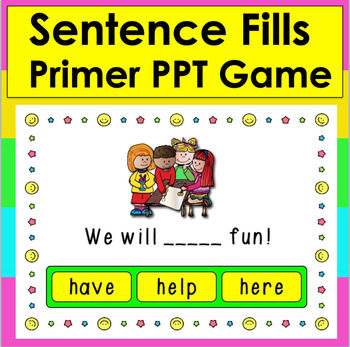 Preview of Sight Word Sentences Fill in the Blank PowerPoint GAME Kindergarten First Grade