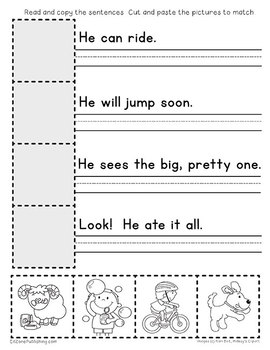 Sight Word Sentences: Read, Write, Cut, & Paste by Kindergarten Mom