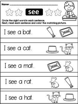 kindergarten sight word fluency practice distance learning tpt