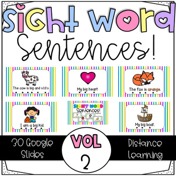 Preview of Sight Word Sentences for Kindergarten Volume 2- Google Slides| Distance Learning