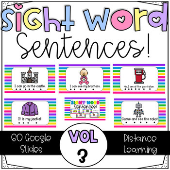 Sight Word Sentences For Kindergarten Volume 3 Google Slides Distance Learning