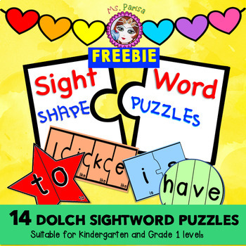 Preview of Sight Word Shape Puzzles (freebie)