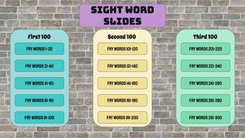 Preview of Sight Word Slides and Videos