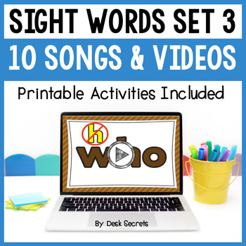 Preview of Sight Word Poems / Songs With Videos | Writing & Word Hunt Activities | Set 3