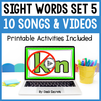 Preview of Sight Word Poems / Songs With Videos | Writing & Word Hunt Activities | Set 5