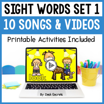 Preview of Sight Word Songs With Videos | Writing Activities & More | Set 1