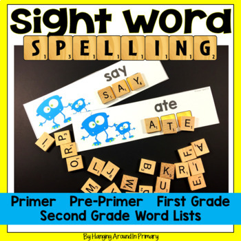 Preview of Sight Word Spelling with Scrabble Tiles Word Work BUNDLE