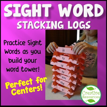 Preview of Kindergarten Sight Word Stackers Distance Learning Center ELA Reading Activity