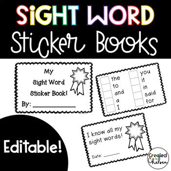 Preview of Sight Word Sticker Books- Editable