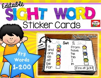 Preview of Sight Word Sticker Cards