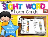 Sight Word Sticker Cards