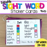 Sight Word Sticker Cards, Fry Words 201-300