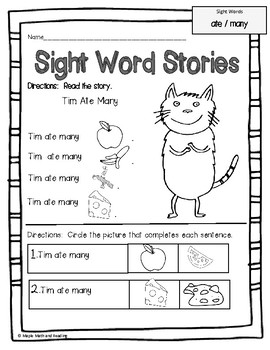 kindergarten stories with sight words