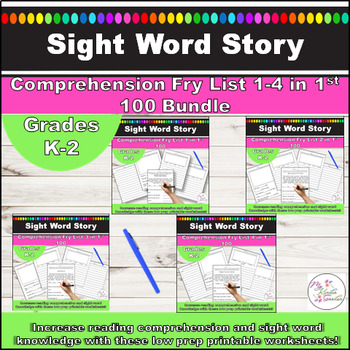 Preview of Fry Sight Word Reading Comprehension Worksheets Lists 1-4 Bundle