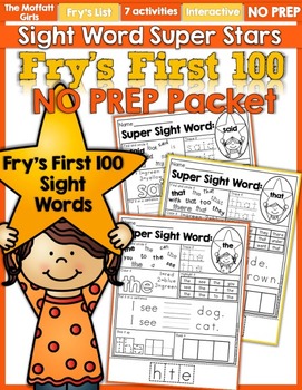 Preview of Sight Word Super Stars NO PREP (Fry's First 100 Words)