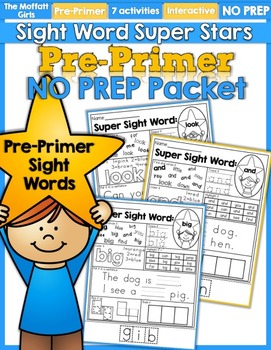 Preview of Sight Word Super Stars NO PREP (Pre-Primer Edition)