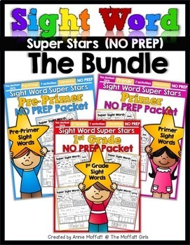 Preview of Sight Word Super Stars Practice NO PREP (The BUNDLE)