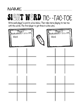 Sight Word Games: Tic-Tac-Toe - Sight Words, Reading, Writing, Spelling &  Worksheets