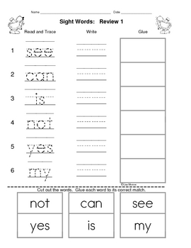 Sight Word Trace, Write and Glue by Lisa Morrow | TpT