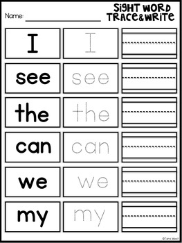 Sight Word Trace and Write by Tara West | Teachers Pay Teachers