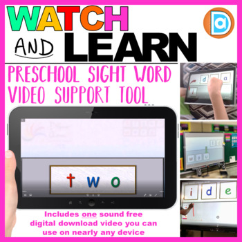 Preview of Two | Watch & Learn Sight Words, Preschool Sight Word Support Resource