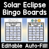 Solar Eclipse Bingo - Editable! {35 Editable Bingo Boards!