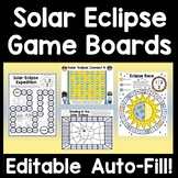Solar Eclipse Games - Editable! {3 Board Games} Kindergarten