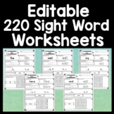 Sight Word Practice Worksheets - with Editable Version! {2