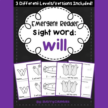 Preview of Sight Word WILL | Emergent Readers | FRY Sight Words | Vegetables | Farm