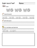 Sight Word "We" Practice Worksheet