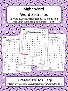 Preview of Sight Word Word Searches