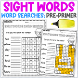 Sight Word Word Searches - Pre-Primer Sight Words Review