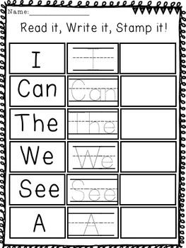 sight word work for kindergarten includes reading wonders words