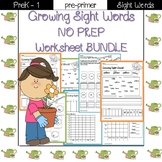 Sight Word Worksheet Activities- Pre-Primer BUNDLE