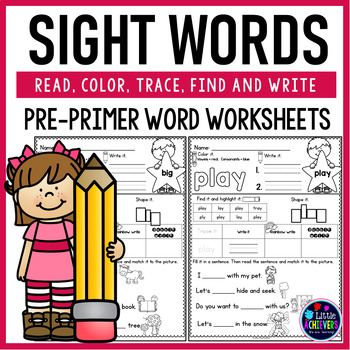 sight words worksheets kindergarten sight words worksheets pre primer