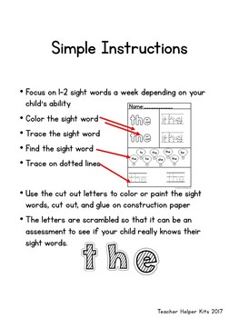 sight words worksheets by teacher helper kits teachers pay teachers