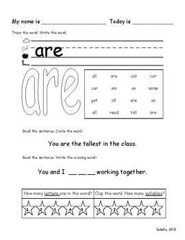 Sight Word Worksheets by Miss Sabella | Teachers Pay Teachers