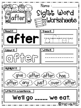 sight words worksheets 1st grade