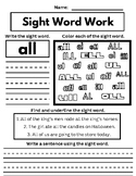 Kindergarten Dolch Sight Word Pack #1 - Freebie Included!