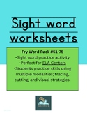 Sight Word Worksheets (Fry Words #51-75)
