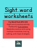 Sight Word Worksheets (Fry Words #76-100)