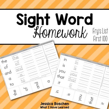Preview of Sight Word Worksheets - Fry's List (First 100) - Editable