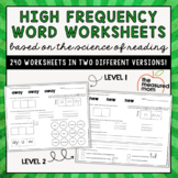 High Frequency Word Worksheets (based on the science of reading)